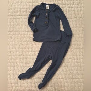 Light Blue Ribbed Lou Lou and Company Top and Bottom Set